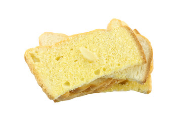 Butter toasted bread isolated.