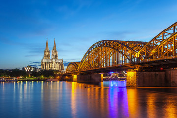 Cologne Cathedral and city skyline Germany