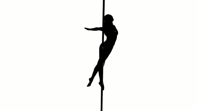Silhouette of a sexy female pole dancing