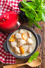 Meat in sauce with vegetables