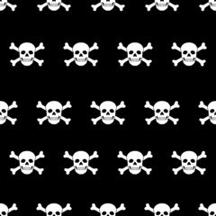 Hintergrund Piratenflagge Totenkopf, weiß, schwarz, nahtlos