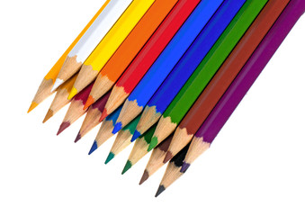 colored pencils isolated on white background