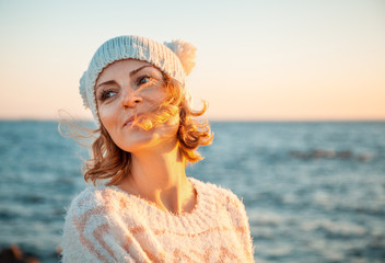 Woman in knitted clothes