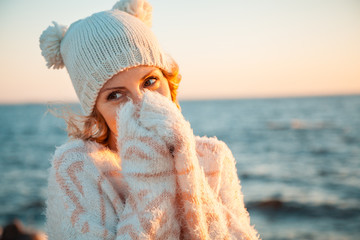 Woman in knitted clothes