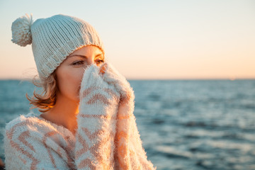 Woman in knitted clothes