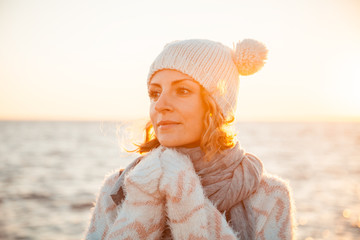 Woman in knitted clothes