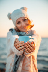 Woman in knitted clothes