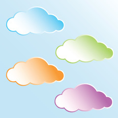 Set of colorful clouds buttons for website or app. Vector eps10.