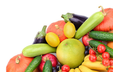 fresh fruits and vegetables isolated on white