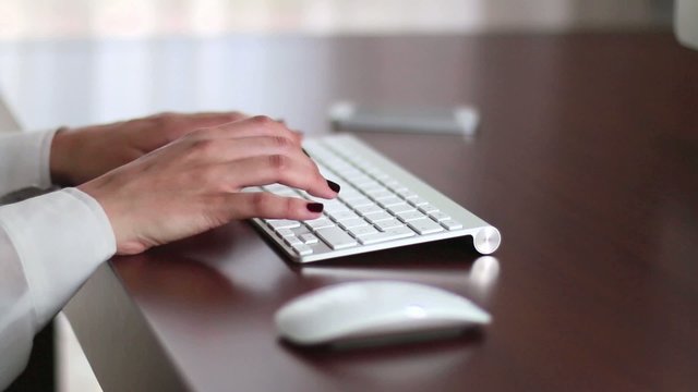 Businesswoman Office Working Typing Keyboard