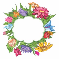 Vector bright flower frame