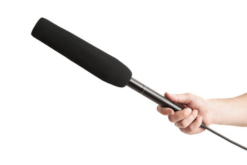 Person holding microphone