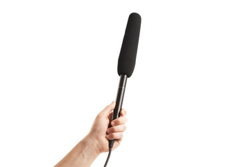 Person holding microphone