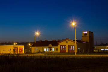 Night Shot  the building of firehouse.