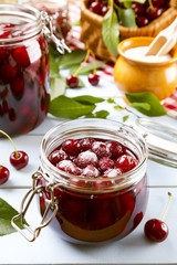 Homemade cherry compote
