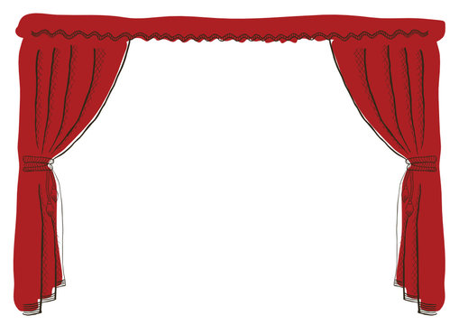 red curtains drawing, stage, theater, performance clip art preview
