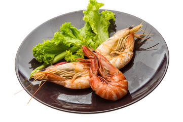Boiled king prawns