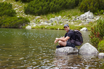 Hiker by the lakeside