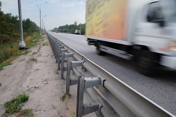 a  truck in movement