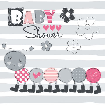 caterpillar baby shower vector illustration