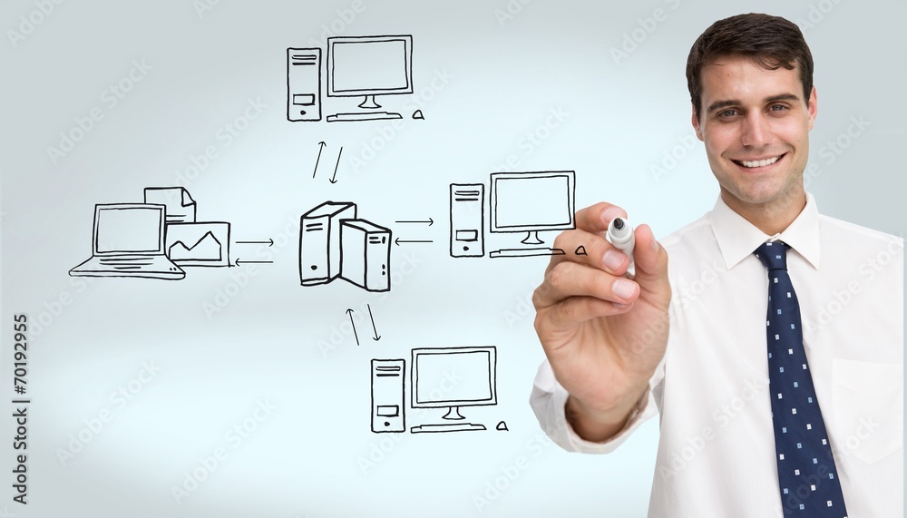 Poster composite image of smiling businessman