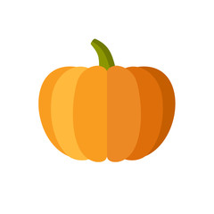 Pumpkin Isolated on White. Flat Design Style. Vector