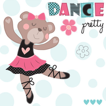 dance pretty teddy vector illustration