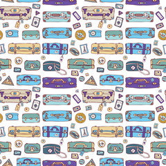 Suitcases. Seamless background.