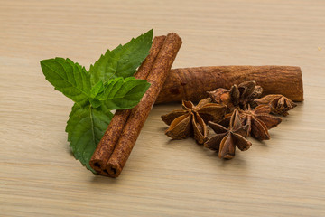 Cinnamon sticks and star anise