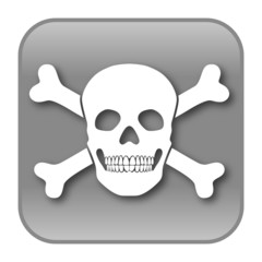 Grauer, quadratischer Button für Piraterie, Vektor, freigestellt