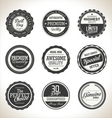 Collection of Premium Quality and Guarantee retro Labels