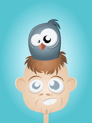 vogel nest kopf lustig sitzen haare