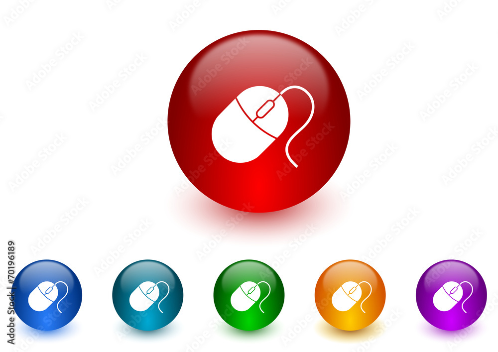 Poster mouse internet icons colorful set