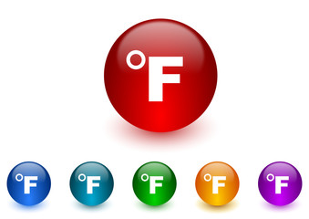 fahrenheit internet icons colorful set