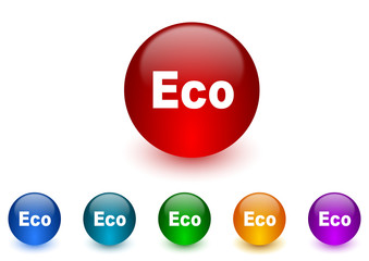 eco internet icons colorful set