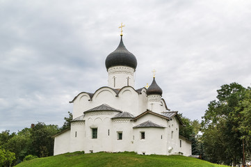 Fototapeta na wymiar Basil Church on the Hill, Pskov