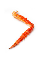 Peruvian King crab leg isolated on a white studio background.