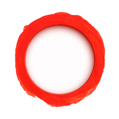 Round red watercolor banner