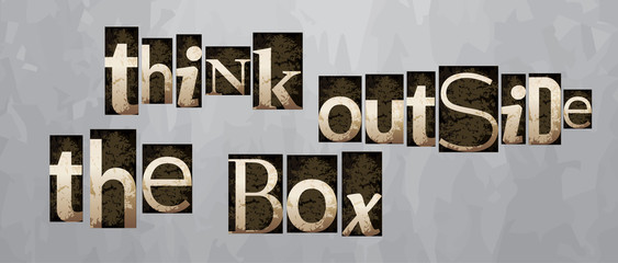 Vector think outside the box, vintage letterpress type