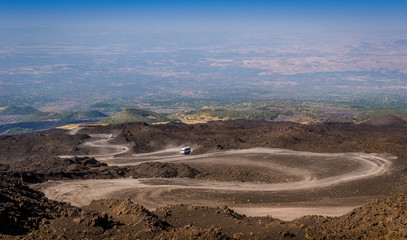 The path to the top of Mount Etna volcano