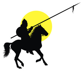 Medieval oriental horseman vector silhouette