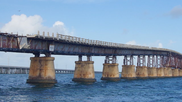 Old bridge between islands in Florida, USA