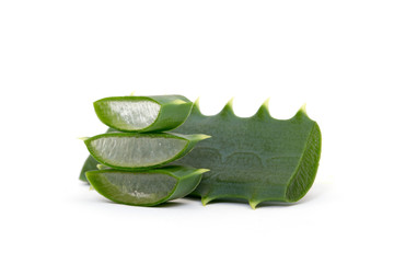 aloe vera fresh leaf. isolated over white