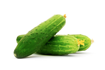 fresh cucumbers isolated on white
