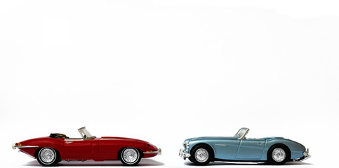 Classic Retro Sports Cars - Red and Blue