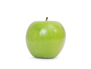 Green apple with leaf isolated on a white background