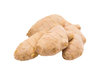 Root ginger isolated on a white studio background.