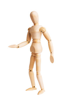 Wooden mannequin isolated on white