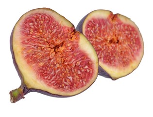 Fresh figs halved on a white