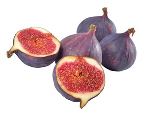 Fresh figs halved on a white